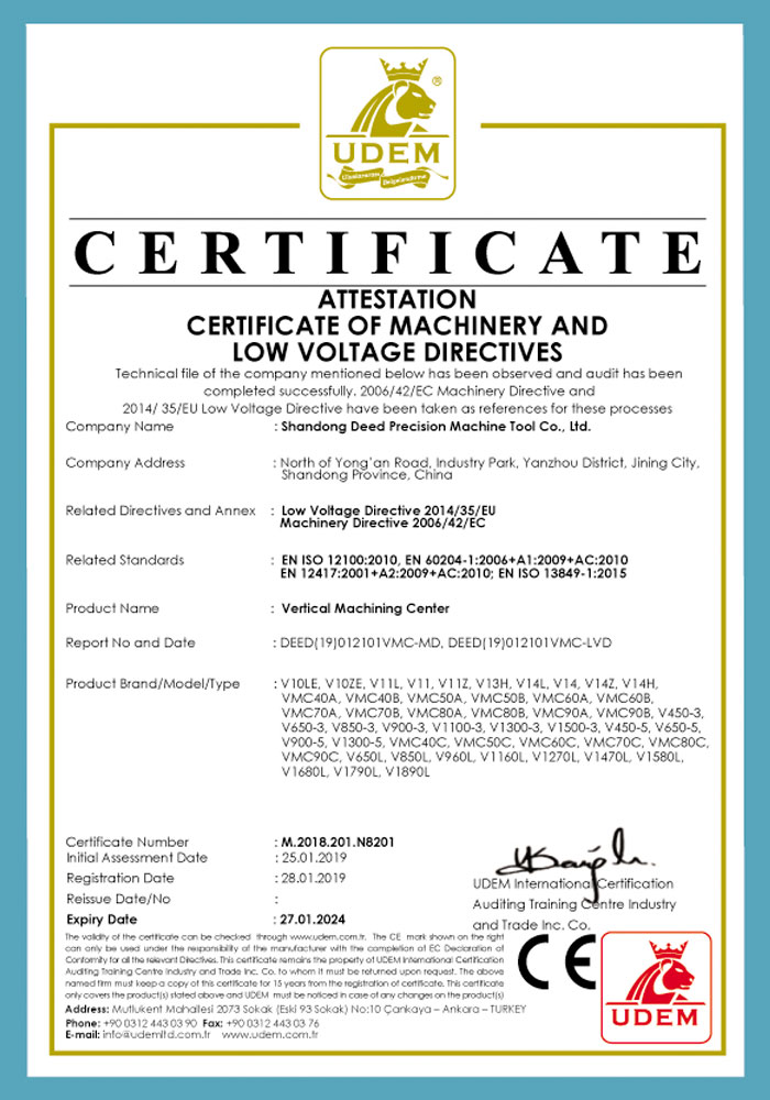 VL Series Machining Center CE Certification