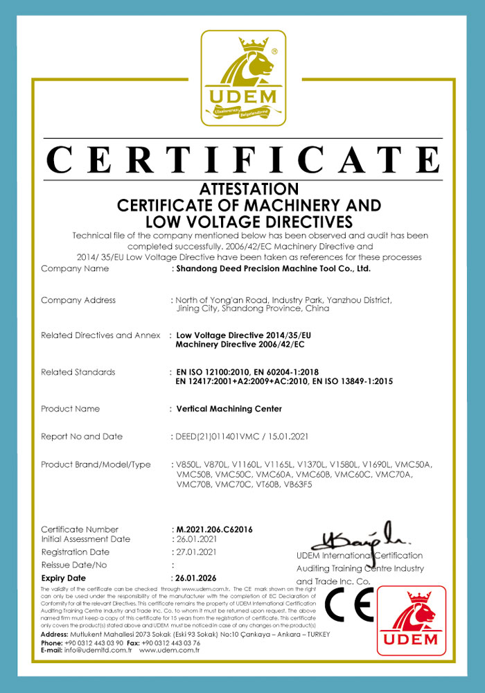 VMC Series Machining Center CE Certification